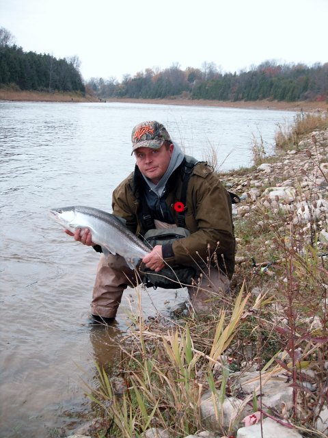 DSCF1709 (960x1280).jpg - Although Dave doesn’t look happy, he had a great day steelhead fishing on the Saugeen with his buddies.